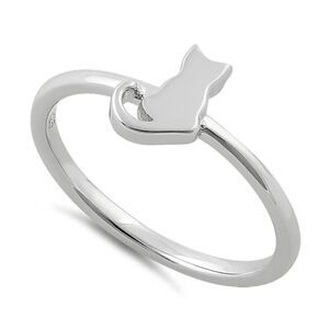 Sterling Silver Plain Cat Ring New